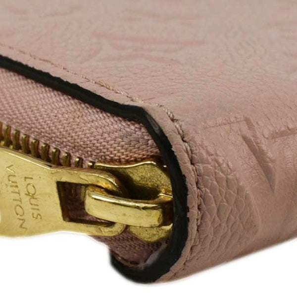 LOUIS VUITTON Clemence Empreinte Leather Wallet Dusty Pink