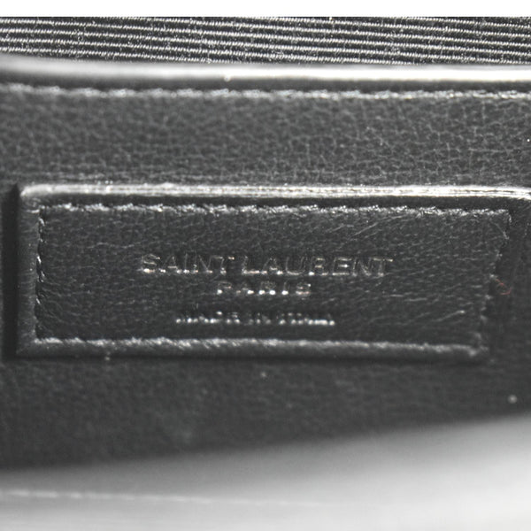 YVES SAINT LAURENT Grain De Poudre Embossed Leather Crossbody Chain Bag Black