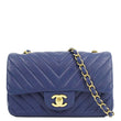 CHANEL CC Mini Rectangular Flap Chevron Leather Shoulder Bag Purple