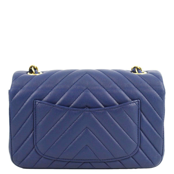 CHANEL CC Mini Rectangular Flap Chevron Leather Shoulder Bag Purple