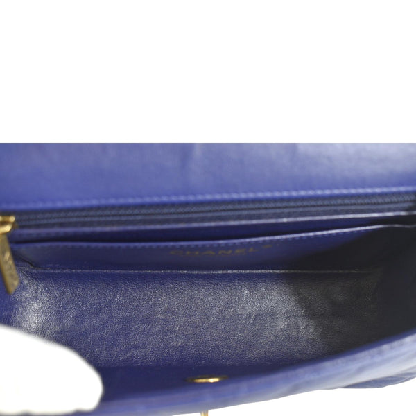 CHANEL CC Mini Rectangular Flap Chevron Leather Shoulder Bag Purple