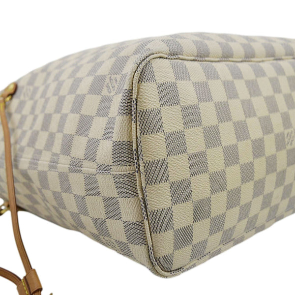 LOUIS VUITTON Neverfull MM Damier Azur Shoulder Bag White