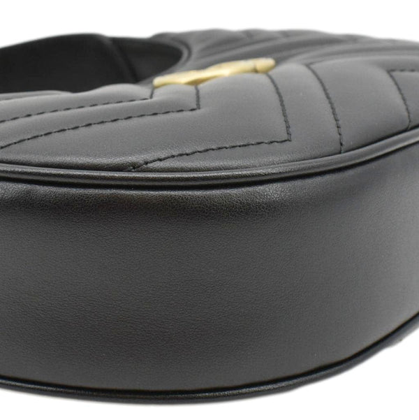GUCCI Mini Leather Shoulder Bag Black lower left corner  look