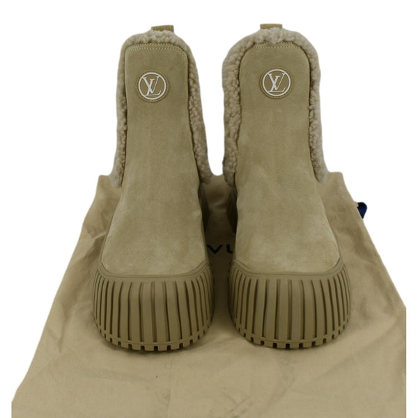 LOUIS VUITTON Ruby Flat Suede Ankle Boot Beige Size 36 1/2