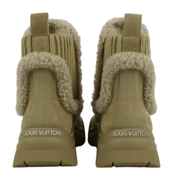 LOUIS VUITTON Ruby Flat Suede Ankle Boot Beige Size 36 1/2