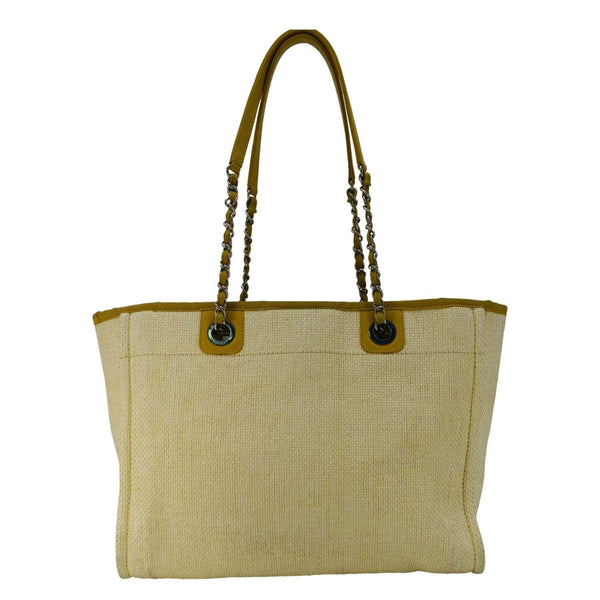 CHANEL Deauville Straw Raffia Tote Bag Yellow
