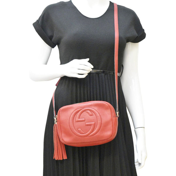 GUCCI Soho Disco Leather Red Crossbody Bag  dummy look