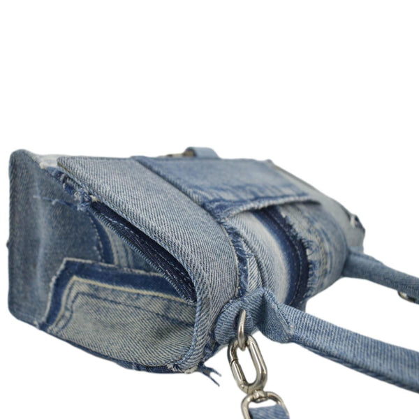 BALENCIAGA Small Hourglass Denim Top Handle Shoulder Bag Blue