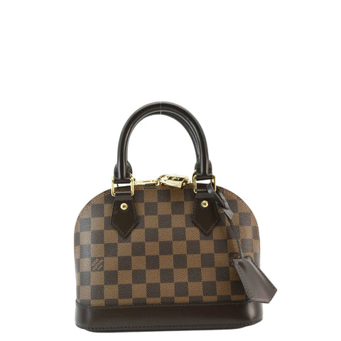 LOUIS VUITTON Alma BB Damier Ebene Satchel Bag Brown