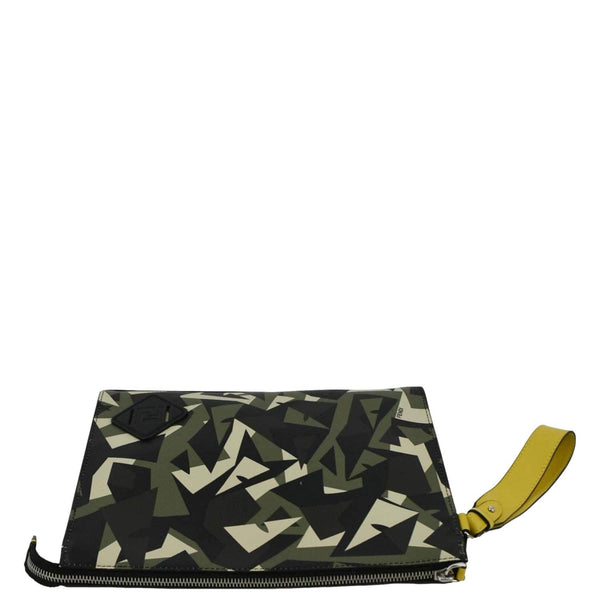 FENDI Leather Clutch Zip Pouch Black