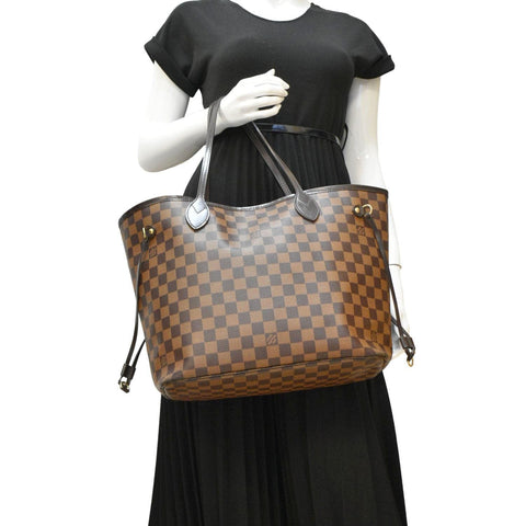LOUIS VUITTON  Neverfull MM Damier Ebene Tote Bag Brown