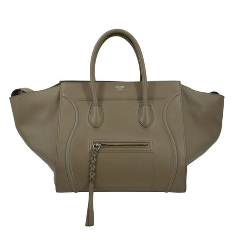 CELINE Phantom Medium Leather Tote Bag Beige