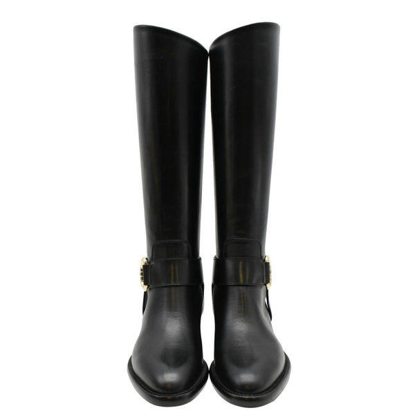 LOUIS VUITTON Westside Flat High Leather Boot Noir Black