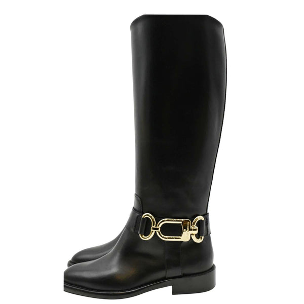 LOUIS VUITTON Westside Flat High Leather Boot Noir Black