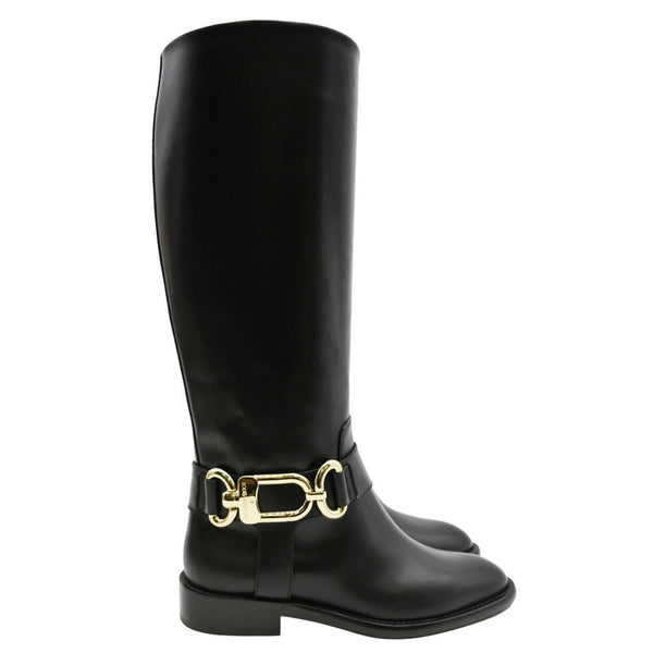 LOUIS VUITTON Westside Flat High Leather Boot Noir Black