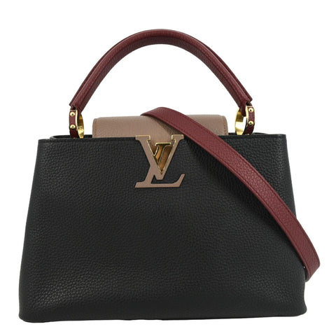 LOUIS VUITTON Capucines Taurillon Leather Satchel Bag Black