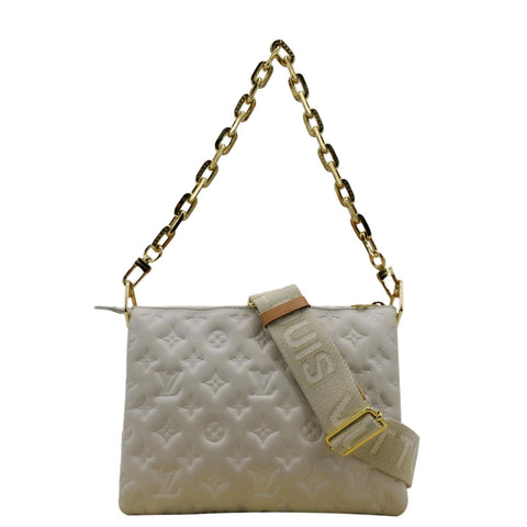 LOUIS VUITTON Coussin PM Monogram Embossed Shoulder Bag Creme
