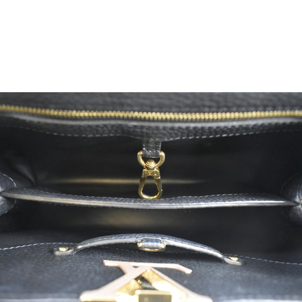 LOUIS VUITTON CapucinesTaurillon Satchel bag Black Leather with inside view