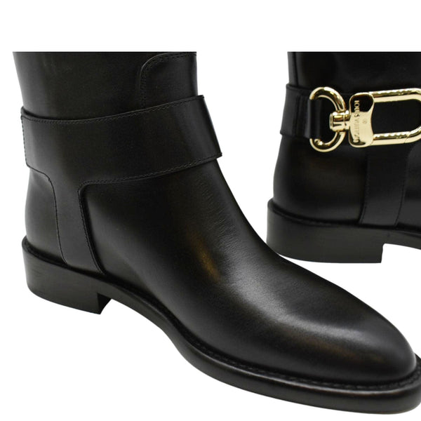 LOUIS VUITTON Westside Flat High Leather Boot Noir Black