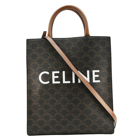 CELINE Triomphe Vertical Cabas Small Canvas Shoulder Bag Black