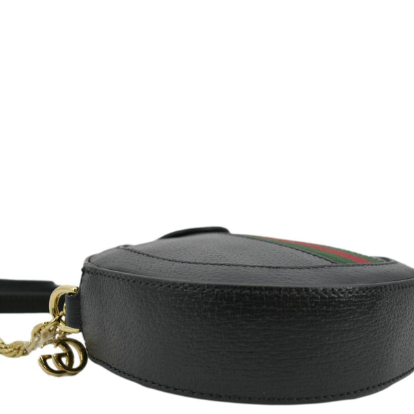 GUCCI Ophidia Mini GG Round Web Leather Crossbody Bag Black 550618