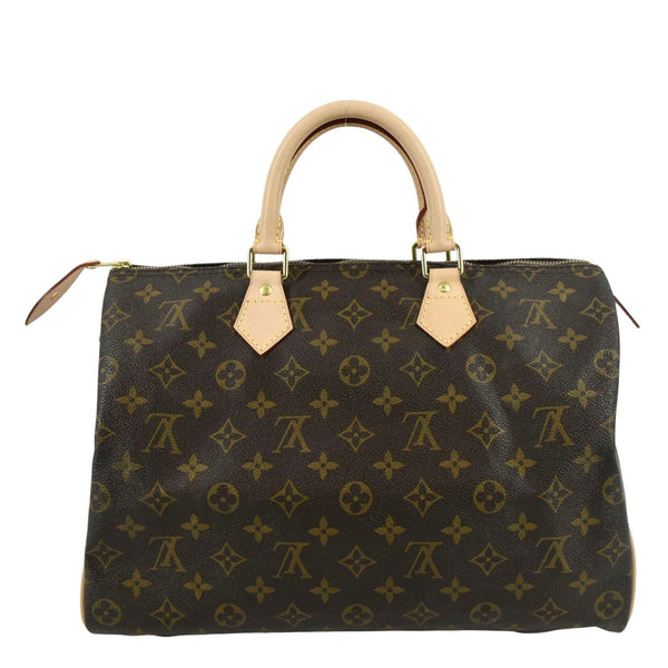 LOUIS VUITTON Speedy 35 Monogram Canvas Satchel Bag Brown