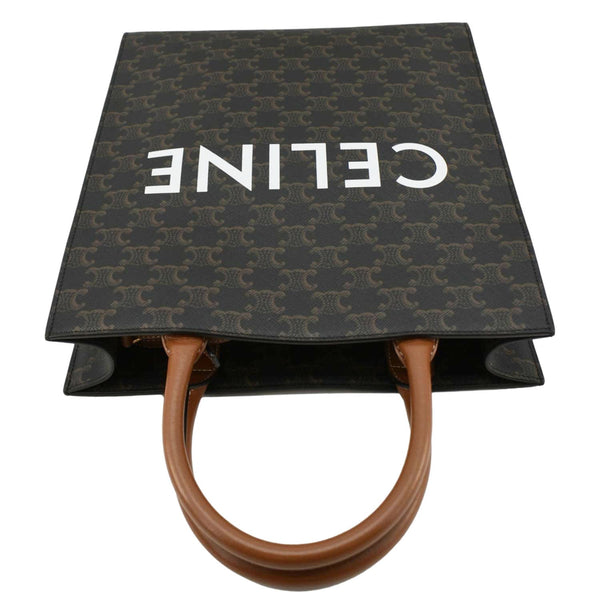 CELINE Triomphe Vertical Cabas Small Canvas Shoulder Bag Black