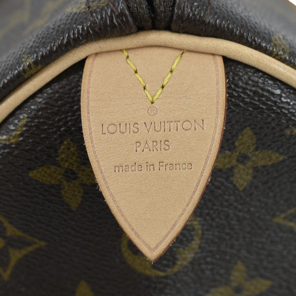 LOUIS VUITTON Speedy 35 Monogram Canvas Satchel Bag Brown