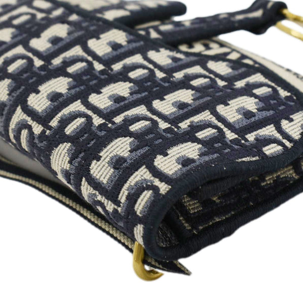 CHRISTIAN DIOR Saddle Slim Oblique Canvas Crossbody Bag Navy Blue