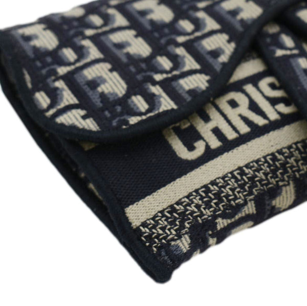 CHRISTIAN DIOR Saddle Slim Oblique Canvas Crossbody Bag Navy Blue