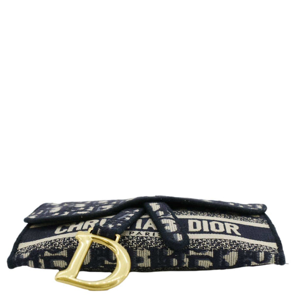 CHRISTIAN DIOR Saddle Slim Oblique Canvas Crossbody Bag Navy Blue