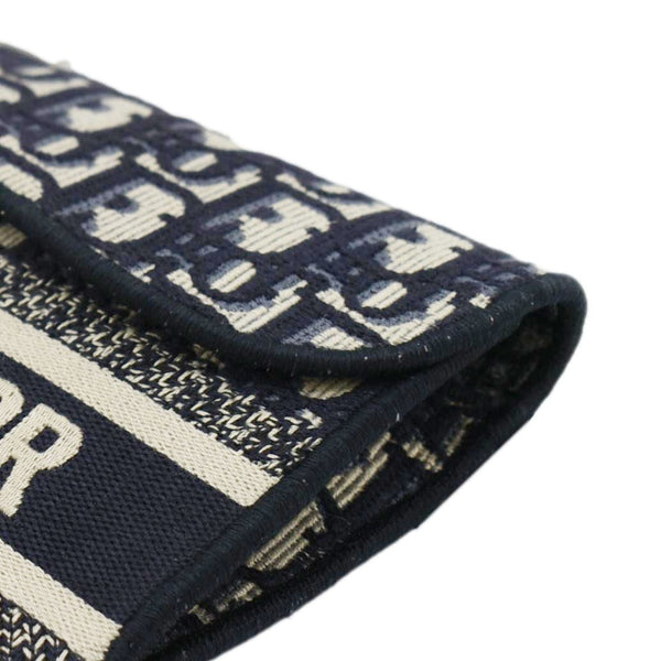 CHRISTIAN DIOR Saddle Slim Oblique Canvas Crossbody Bag Navy Blue