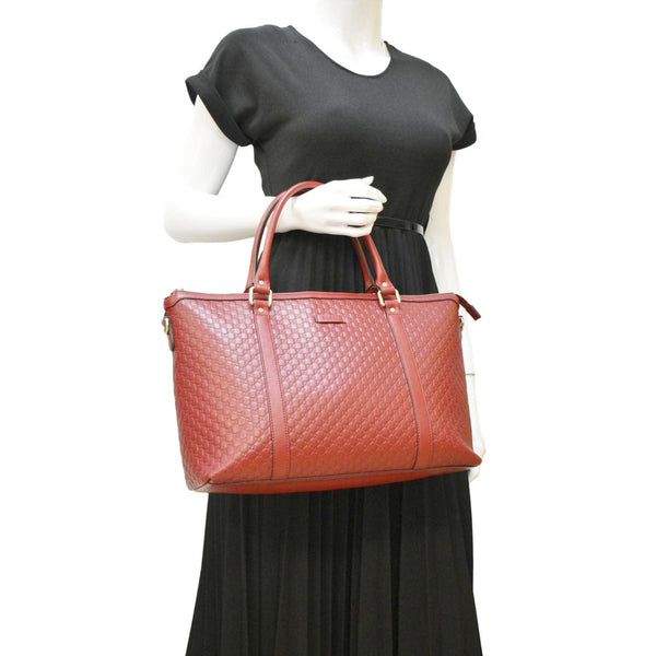 GUCCI Microguccissima Leather Tote Bag Red 449655