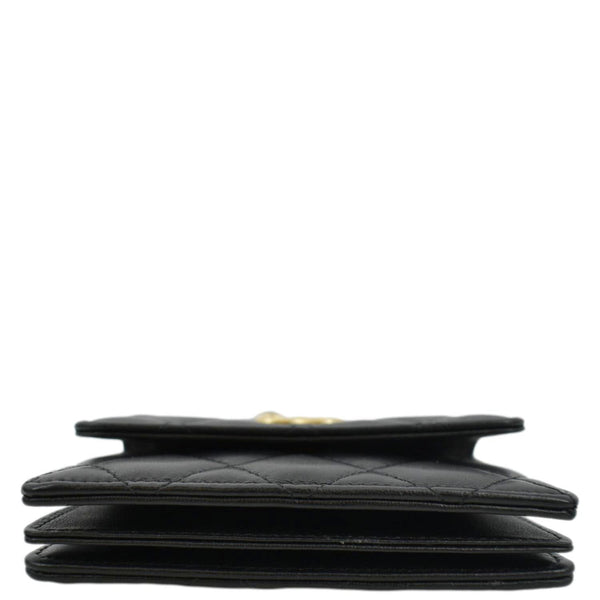 CHANEL Pearl Mini Quilted Leather Top Handle Shoulder Bag Black