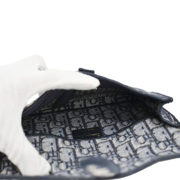 CHRISTIAN DIOR Saddle Slim Oblique Canvas Crossbody Bag Navy Blue