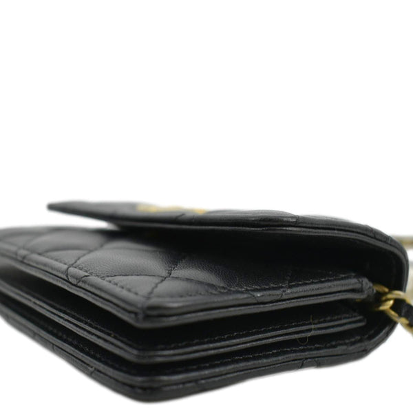 CHANEL Pearl Mini Quilted Leather Top Handle Shoulder Bag Black