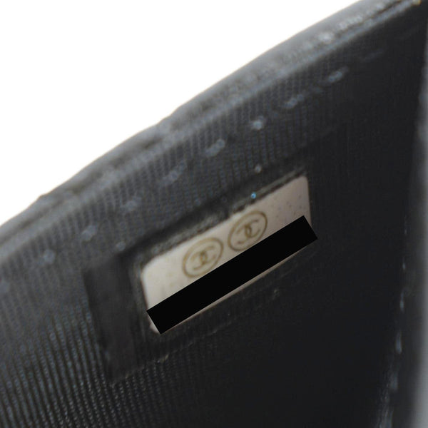 CHANEL Pearl Mini Quilted Leather Top Handle Shoulder Bag Black