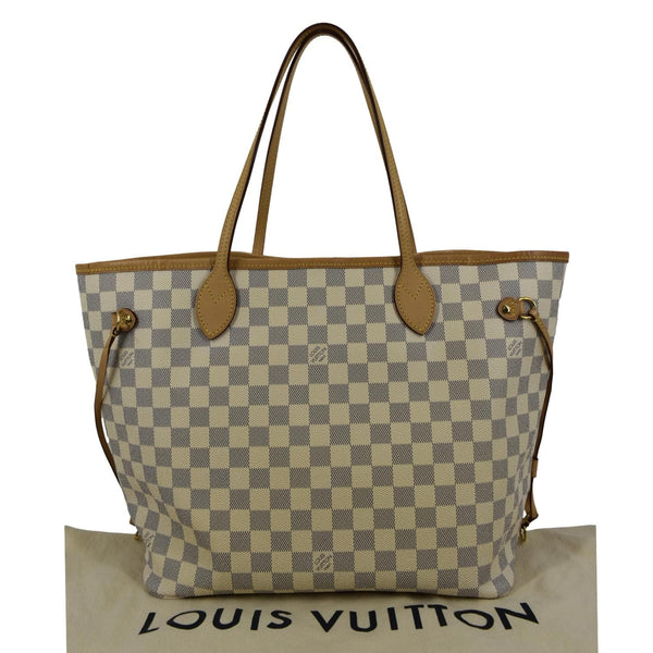 LOUIS VUITTON Neverfull MM Damier Azur Shoulder Bag White