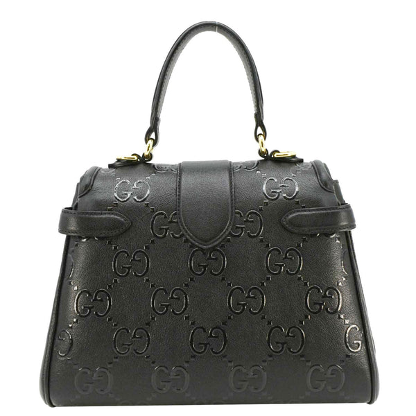 GUCCI Small GG Leather Top Handle Shoulder Bag Black 675791