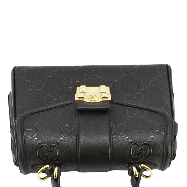 GUCCI Small GG Leather Top Handle Shoulder Bag Black upper look