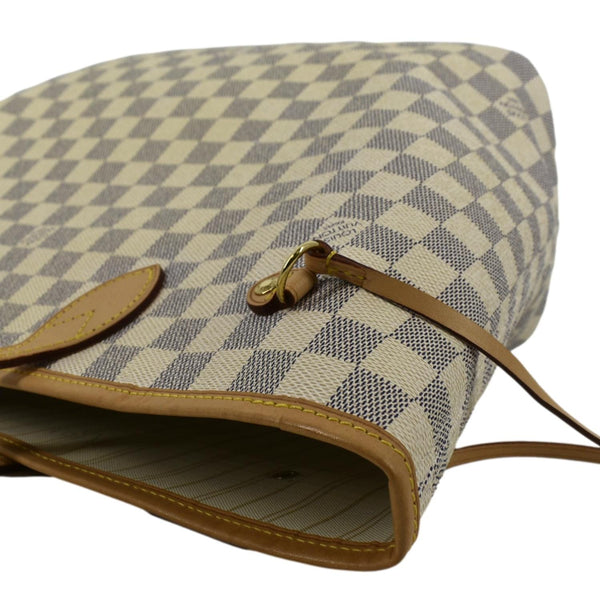 LOUIS VUITTON Neverfull MM Damier Azur Shoulder Bag White