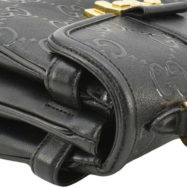 GUCCI Small GG Leather Top Handle Shoulder Bag Black corner look