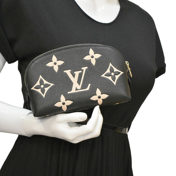LOUIS VUITTON Monogram Empreinte leather Cosmetic Pouch Bicolor