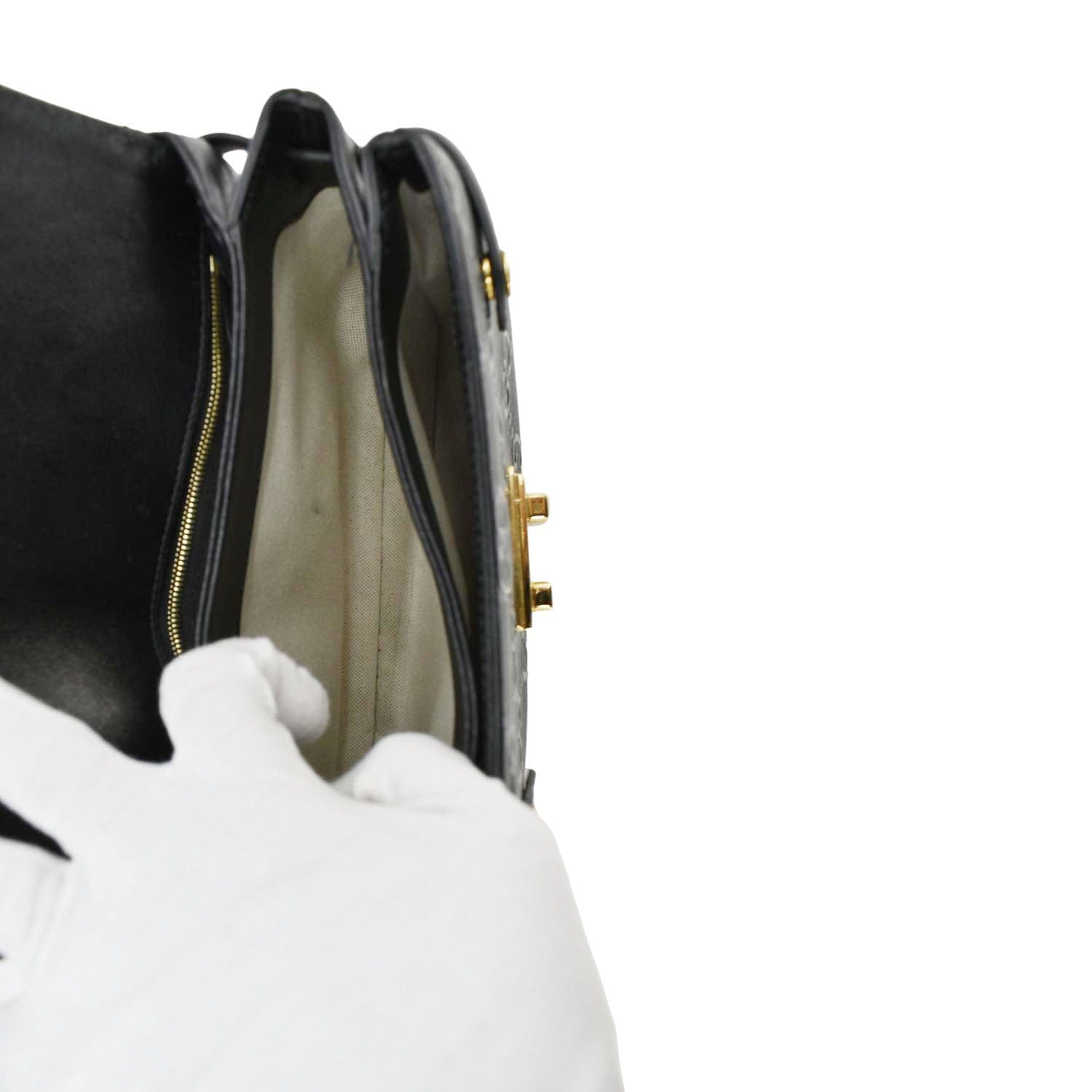 GUCCI Small GG Leather Top Handle Black Shoulder Bag