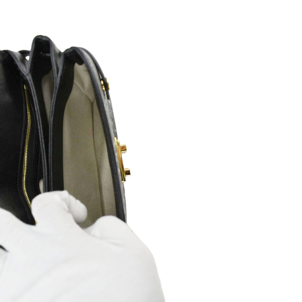 GUCCI Small GG Leather Top Handle Shoulder Bag Black 675791