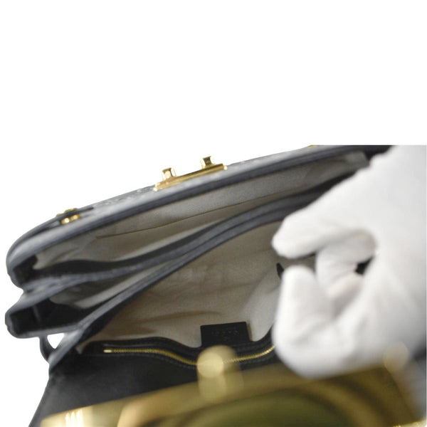 GUCCI Small GG Leather Top Handle Shoulder Bag Black 675791