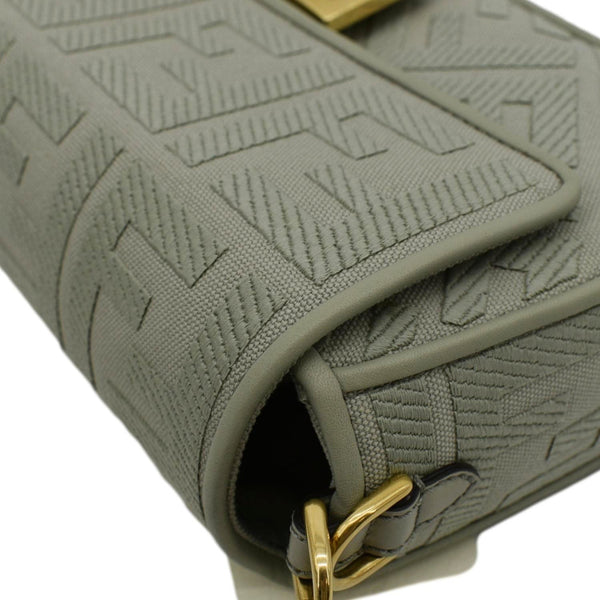 FENDI Baguette FF Canvas Chain Shoulder Bag Mint Green