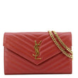 YVES SAINT LAURENT Cassandre Leather Chain Crossbody Bag Red