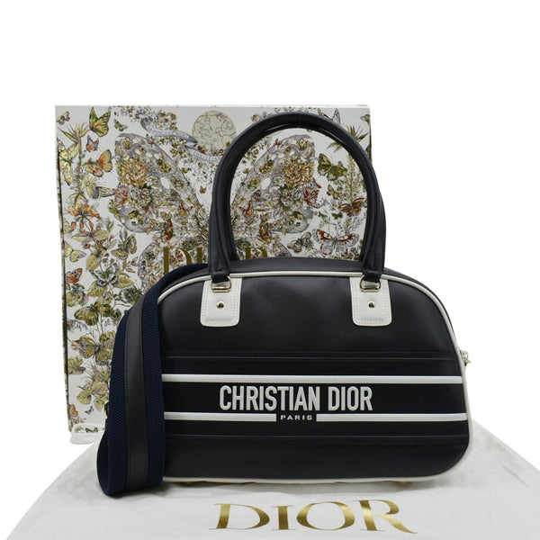 CHRISTIAN DIOR Vibe Zip Shoulder Bag Navy Blue front side