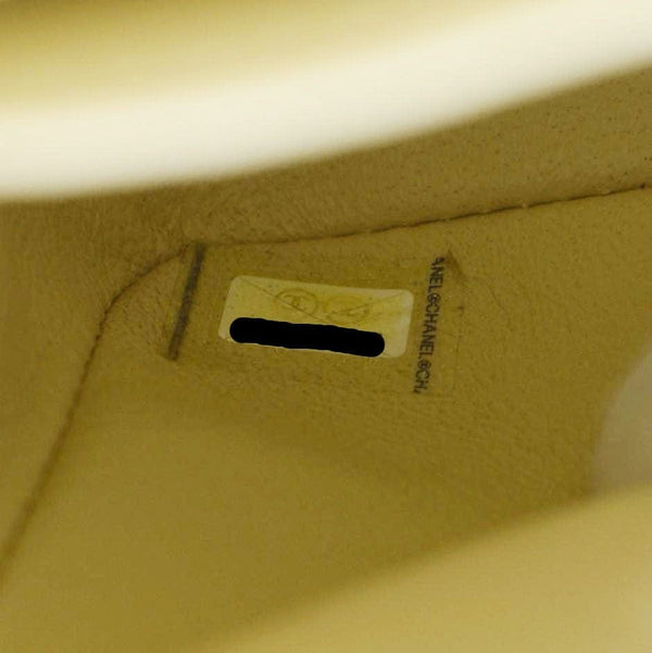 CHANEL Classic Double Flap Quilted Caviar Leather Shoulder Bag Cream